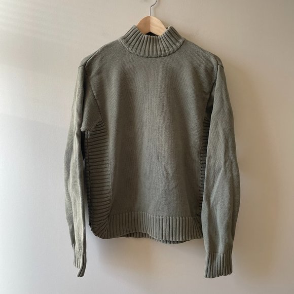 Orly Sweaters - Orly | Sage Green Cotton Turtleneck Sweater - Size L